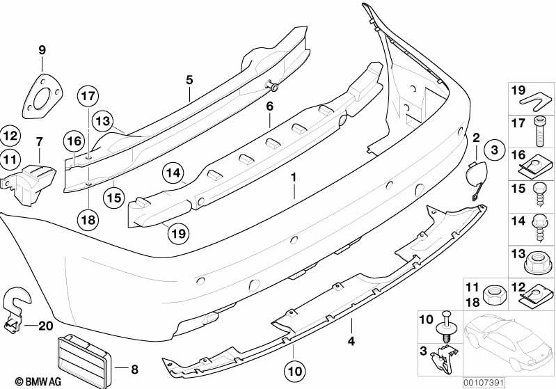 Genuine Rear Bumper Cover Support Fender Left N/S Passenger Side 51 12 7 895 643 view 2
