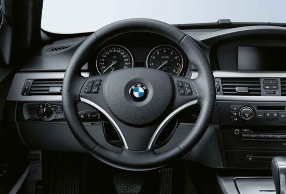 Genuine Steering Wheel Cover Trim Black+Chrome 32 30 6 795 587 view 2
