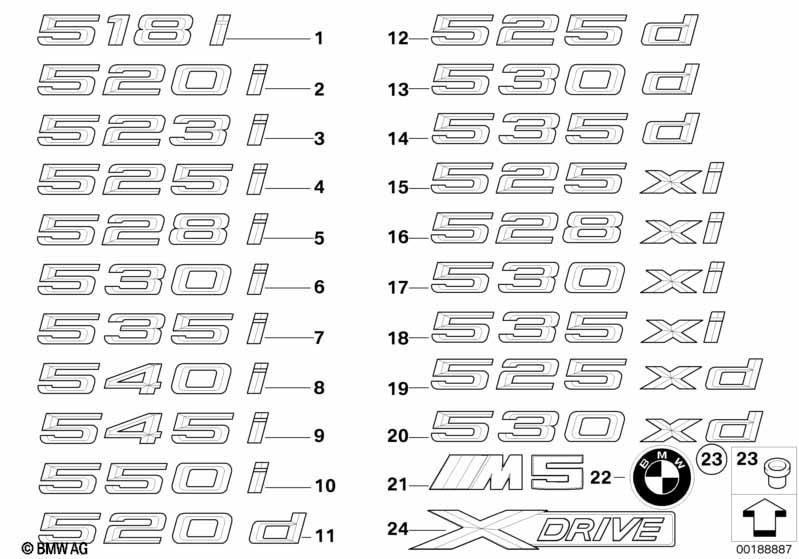 Genuine "535 d" Lettering Emblem Badge view 2