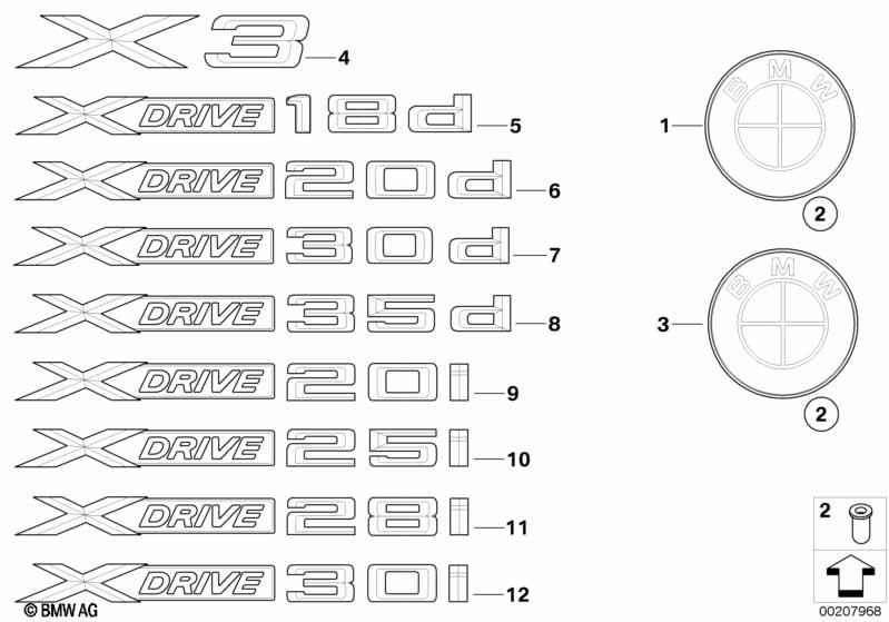 Genuine "xDrive 30d" Self-Adhesive Sticker Badge Emblem 51 14 7 362 491 view 2