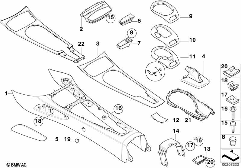 Genuine Centre Console Trim Strip Cover Plane Wood 51 16 7 044 311 view 2