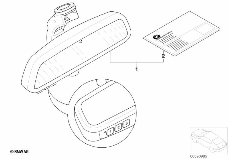 Genuine Interior Rear View Mirror EC/LED/GTO+Remote Control 51 16 9 134 444 view 2