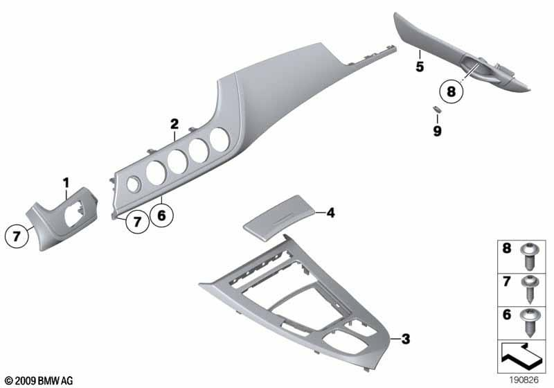 Genuine Centre Console Trim Strip Cover Aluminium 51 16 9 150 237 view 2