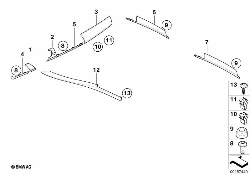Genuine Centre Console Trim Strip Left Aluminium 51 16 9 202 111 view 2