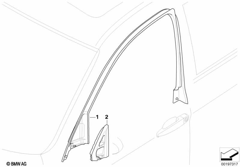 Genuine Front Right Door Window Frame Top Trim Surround 51 33 7 171 202 view 2