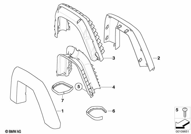 Genuine Roll Bar Trim Cover Front Left Pearl Chrome 51 43 9 173 453 view 2