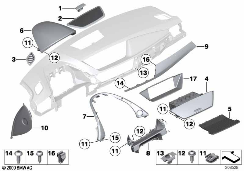 Genuine Dashboard Panel Trim Black 51 45 2 991 257 view 2