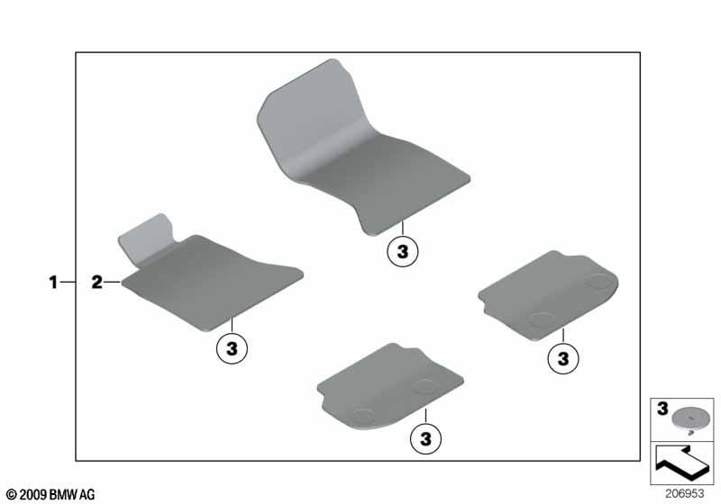 Genuine Front Rear Floor Mats Set 4 Pieces Velour Venetobeige 51 47 7 351 383 view 2