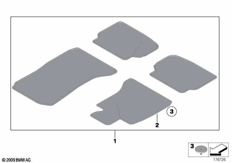 Genuine Front Rear Floor Mats Set 4 Pieces Velour Black 51 47 7 427 882 view 2