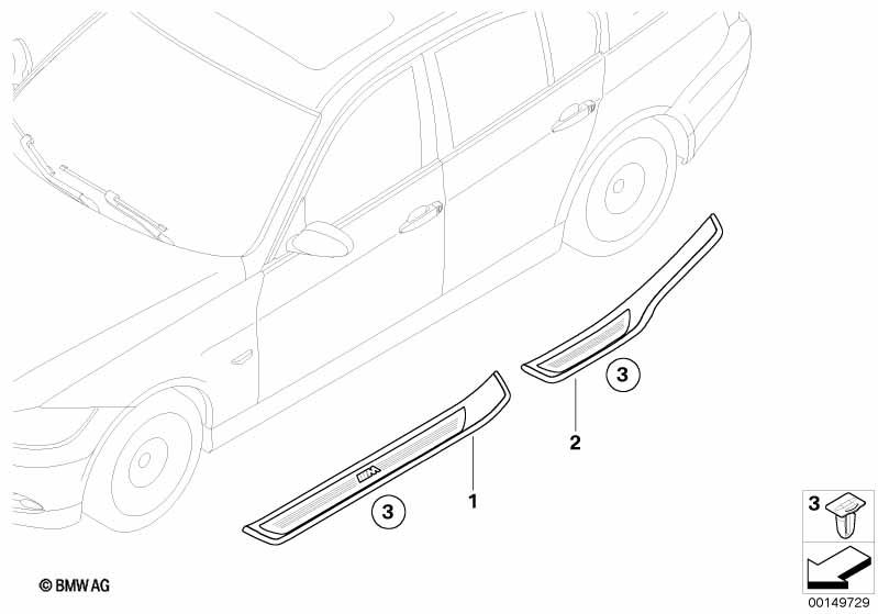Genuine Door Sill Strip Front Left 51 47 7 907 151 view 2