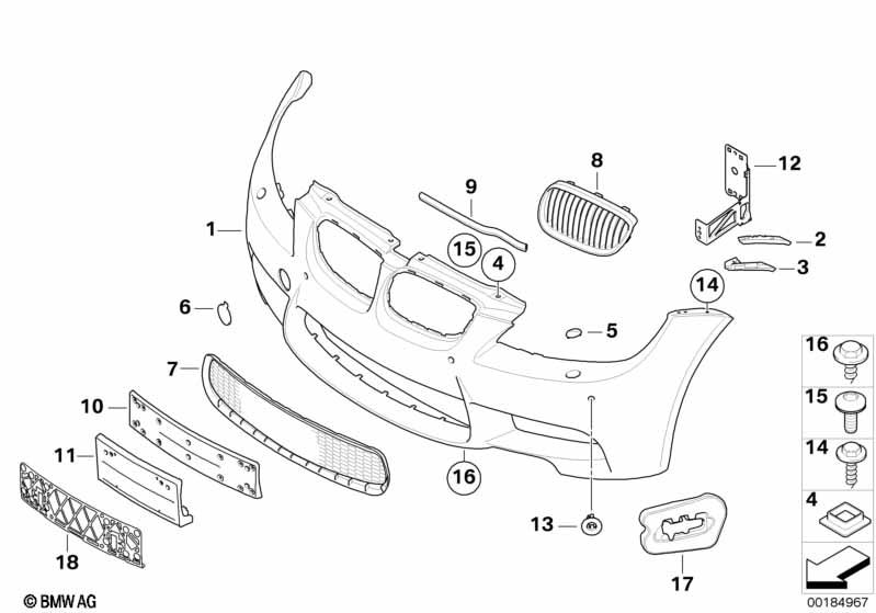 Genuine Front Right Trim Grille Black M Performance 51 71 2 158 984 view 2