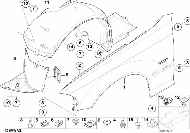 Genuine Front Lower Fender Cover Trim Right O/S Driver Side 51 71 8 265 468 view 2