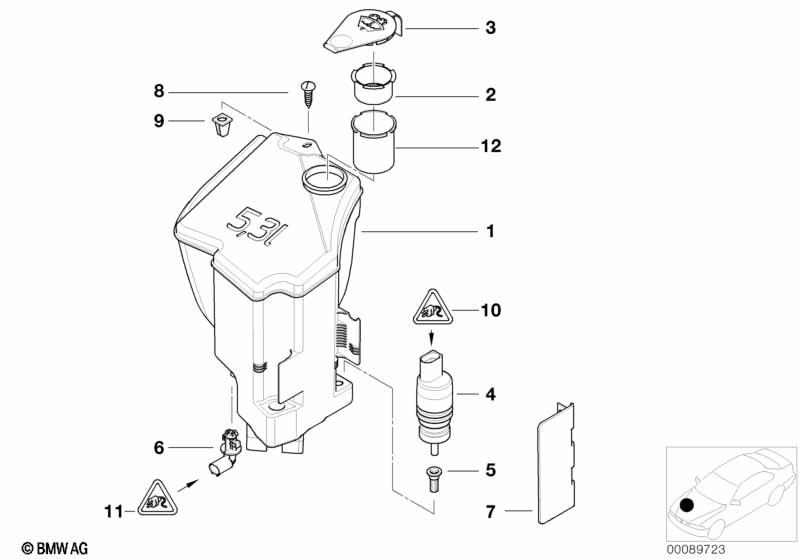 Genuine Front WIndscreen Cleaning Container 61 66 7 007 970 view 2