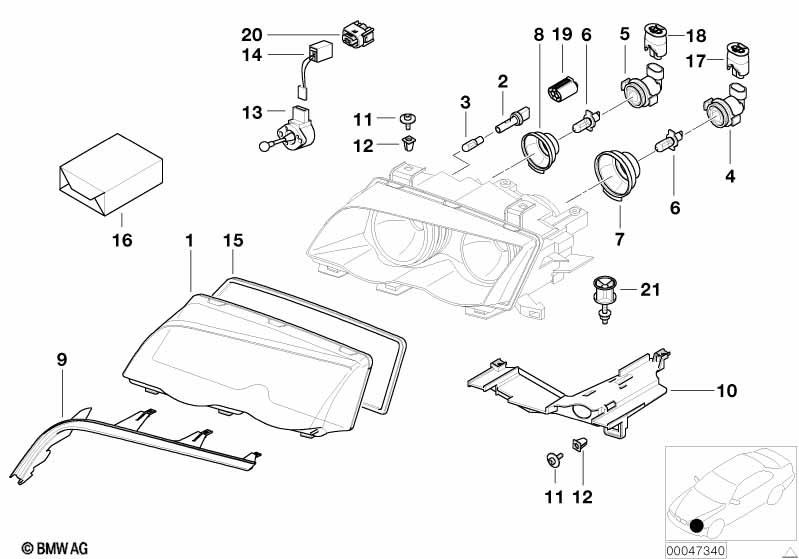 Genuine Xenon Light Headlight Head Lamp Cover Strip Right 63 12 6 921 860 view 2