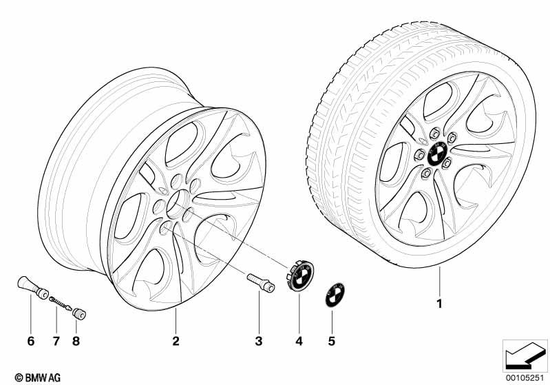 Genuine Alloy Wheel x1 18" Ellipsoid Style 107 Front 36 11 6 758 192 view 2