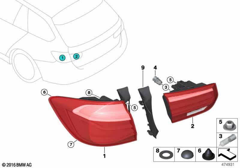 Genuine Black Line Right Side OS Tail Rear Light Side Panel 63 21 7 456 530 view 2