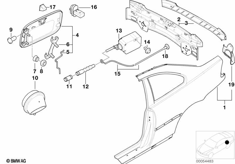 Genuine Fuel Filler Cap Flap Actuator 67 11 6 988 090 view 2