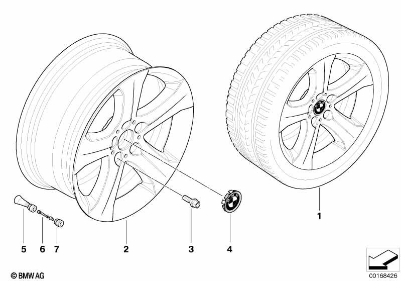 Genuine Alloy Wheel x1 19" Star-Spoke 258 Rear Rim 36 11 6 783 244 view 2
