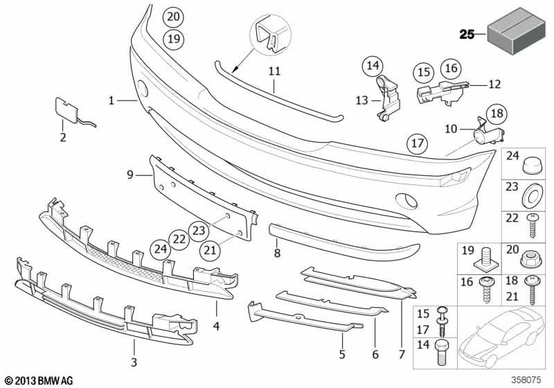 Genuine Front Left Lower Bumper Grille Grid 51 11 7 054 635 view 2