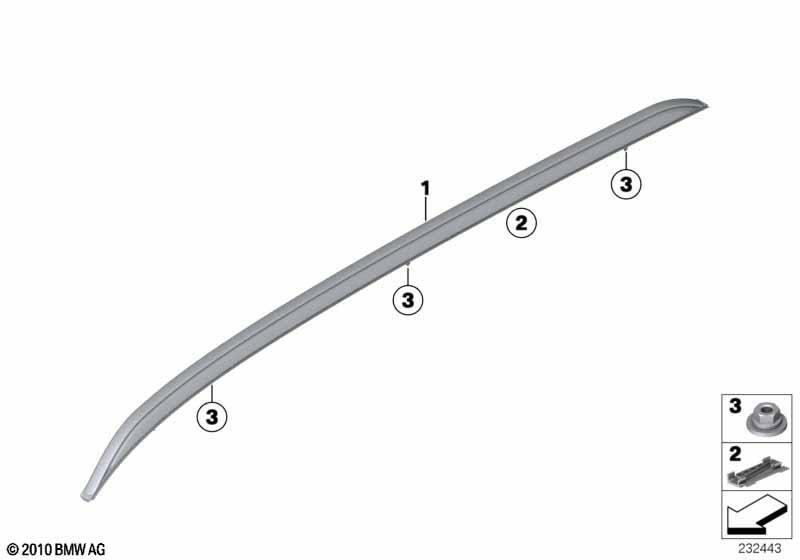 Genuine Roof Rack Rail Bar Left N/S Passenger Side 51 13 8 047 359 view 2