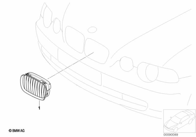 Genuine Front Left Kidney Grille Chrome 51 13 8 208 489 view 2
