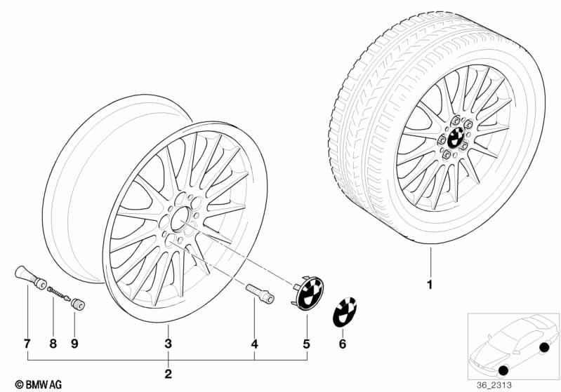 Genuine Alloy Wheel x1 17" Radial Style 32 Rim 36 11 1 092 961 view 2