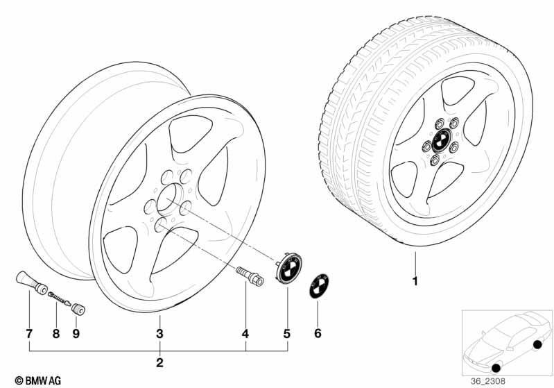 Genuine Alloy Wheel x1 16" Round-Spoke 18 Rim 36 11 1 093 526 view 2