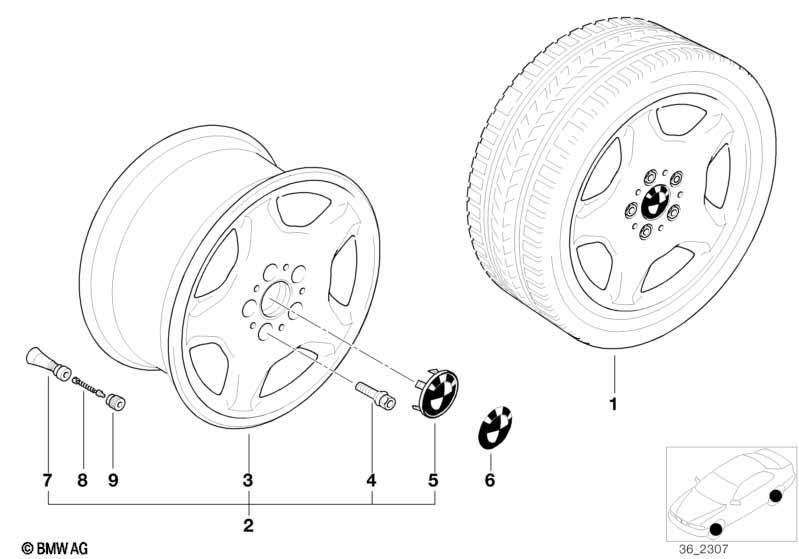 Genuine Alloy Wheel x1 17" Flat Star 16 Rim 36 11 1 093 564 view 2