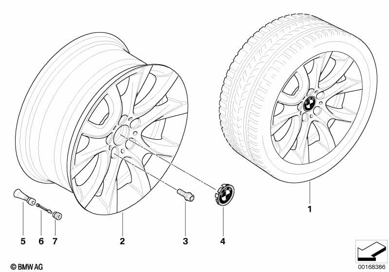 Genuine Alloy Wheel x1 19" V-Spoke 257 Rear Rim 36 11 6 778 585 view 2