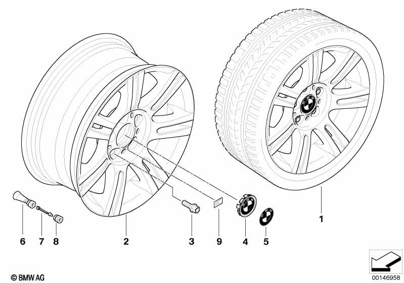 Genuine Alloy Wheel x1 17" M Double-Spoke 194 Rear 36 11 8 036 936 view 2