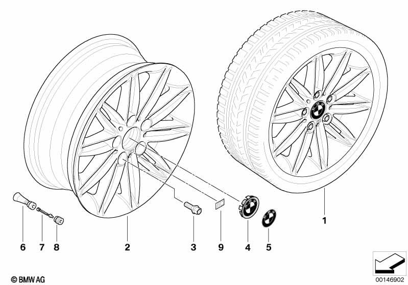 Genuine Alloy Wheel x1 17" M Double-Spoke 207 Rear 36 11 8 036 938 view 2