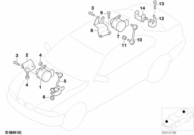 Genuine Xenon Head Light Lamp Rear Right O/S Level Sensor 37 14 6 784 697 view 2