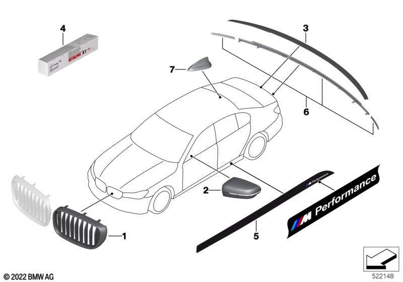 Genuine M Performance Tailgate Trim Strip Set Black Rear 51 71 2 413 831 view 2