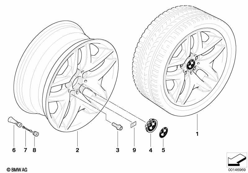 Genuine Alloy Wheel x1 18" M Double-Spoke 192 Rear Rim 36 11 3 415 615 view 2