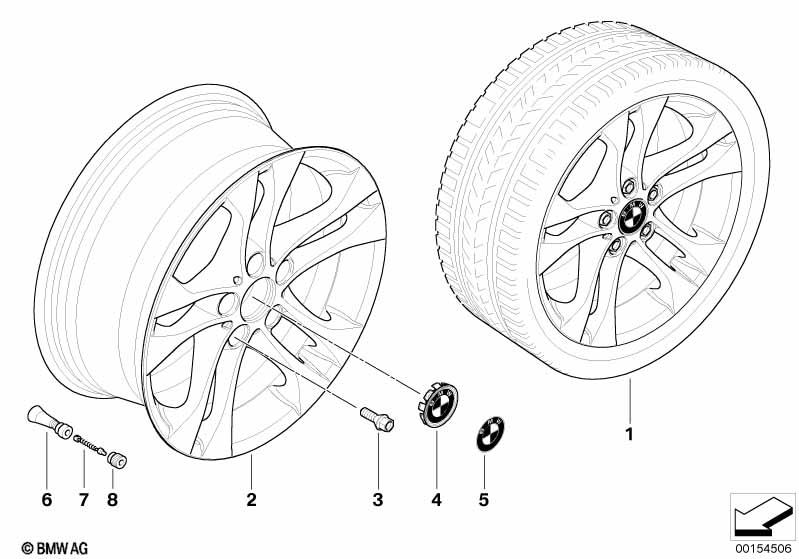 Genuine Alloy Wheel x1 18" Double-Spoke 205 Rim 36 11 3 417 394 view 2