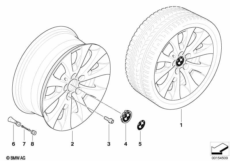 Genuine Alloy Wheel x1 18" V-Spoke 206 Rear Rim 36 11 3 417 396 view 2