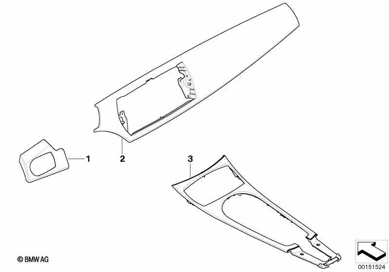 Genuine Centre Console Trim Strip Cover Aluminium 51 16 7 905 692 view 2