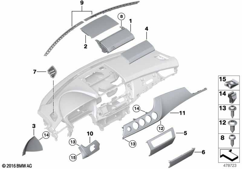Genuine Dashboard Panel Cover Trim Left Aluminium 51 45 9 274 650 view 2
