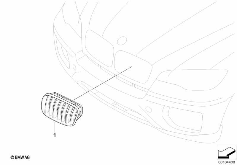 Genuine Front Right Kidney Grille Titanium 51 13 7 185 224 view 2