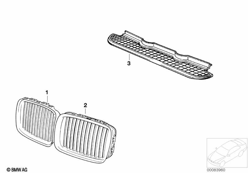 Genuine Front Right Kidney Grille with Chrome Frame 51 13 8 195 152 view 2