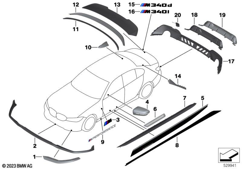 Genuine M Performance Right Left Application Foil Frozen Black 51 14 2 458 194 view 2