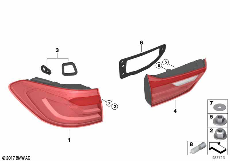 Genuine Right Driver Side OS Rear Light In The Side Panel 63 21 7 388 948