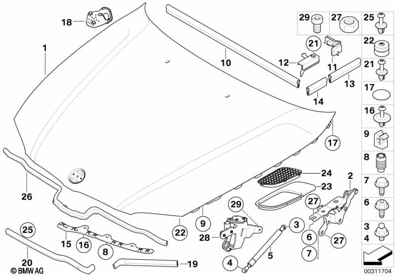 Genuine 3x Engine Hood Mechanism Expanding Rivet 51 16 8 197 908