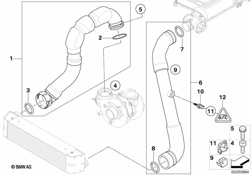Genuine Charge Air Line Pipe Hose 11 61 8 506 078