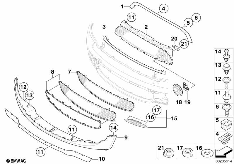 Genuine Lower Trim Grille Finisher Chrome 51 11 7 209 904