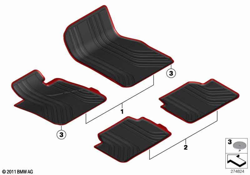 Genuine Black All-Weather Rubber Rear Car Floor Mats view 2