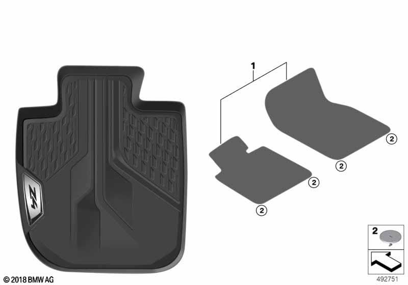 Genuine Front Right Left Floor Mats 2 Pieces All Weather RHD 51 47 2 461 172 view 2