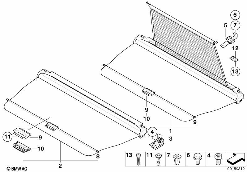 Genuine Boot/Trunk Luggage/Cargo Room Dividing Roller Blind 51 47 6 955 873 view 2