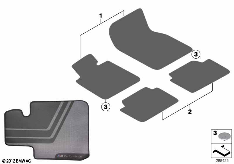 Genuine M Performance Car Floor Mats Rear Set 51 47 2 409 930 view 2