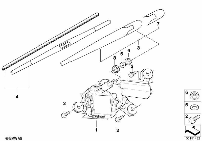 Genuine Rear Window Windshield Wiper Arm 61 62 3 400 708 view 2